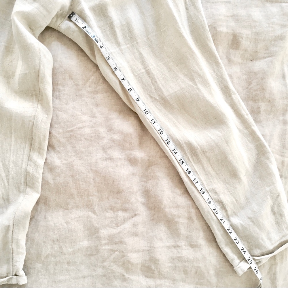 Mango Beige Linen Pants With Front Button Closure - image 8